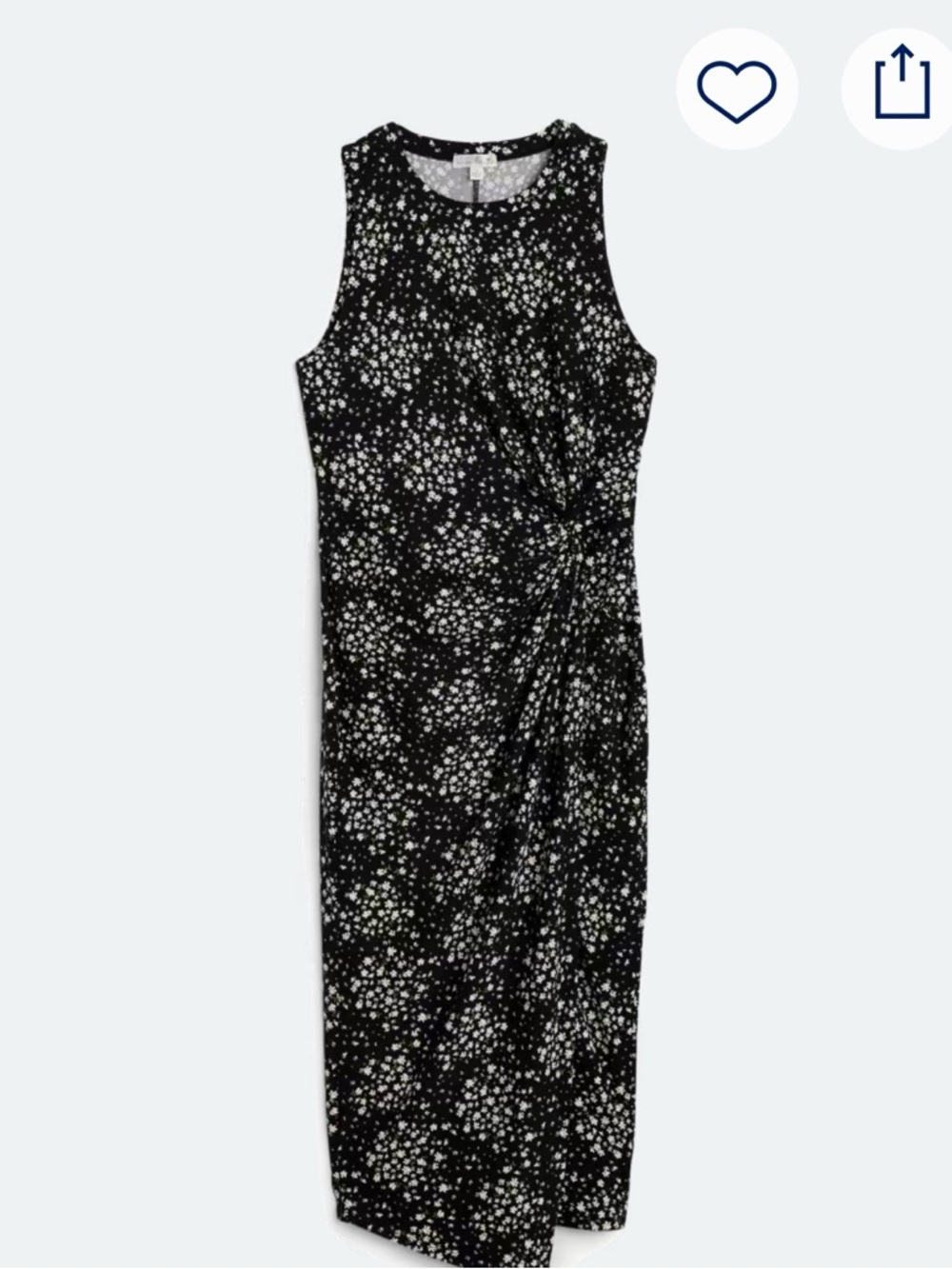 Floral Black & White Sleeveless Midi Dress  Size  XL